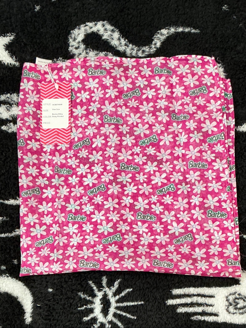 Barbie Unique Vintage Pink Ditzy Daisy Print Scarf